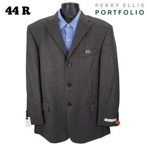 Perry Ellis Men's 44R Sport Coat Tweed Blazer Jacket Wool Alpaca Gray - NEW Tags
